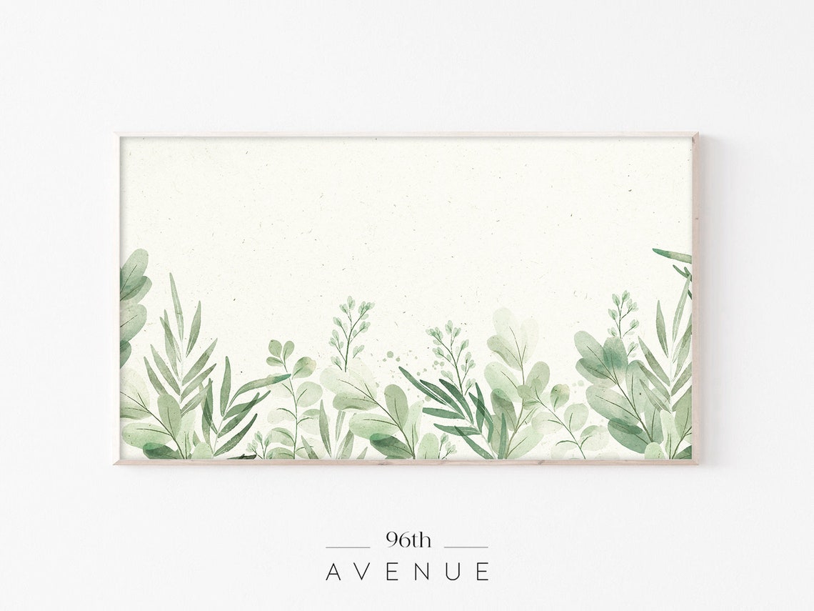 Soft Green Eucalyptus Watercolor Botanical Border Minimal Art Poster