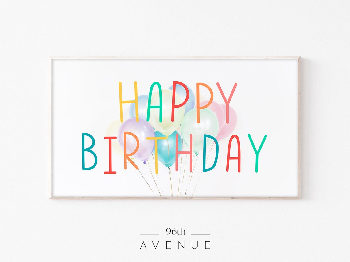 Happy Birthday Colorful Letters Pastel Balloons Party Poster