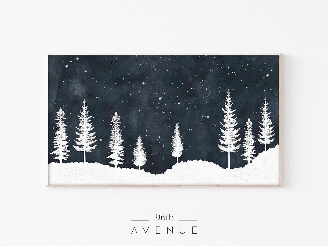 Christmas Winter Landscape Art Print for TV Decor