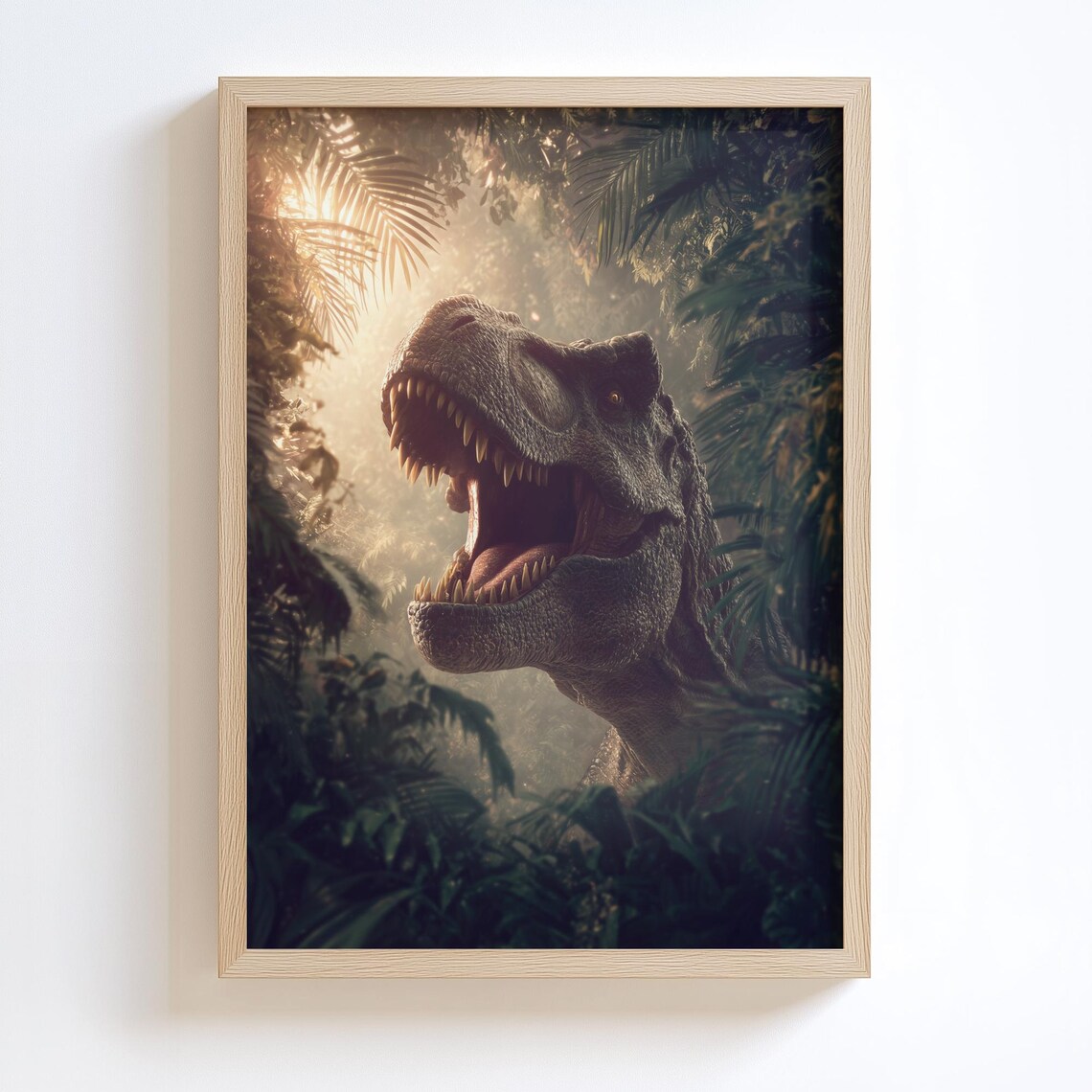 T-Rex Jungle Poster, Realistic Jurassic Dinosaur