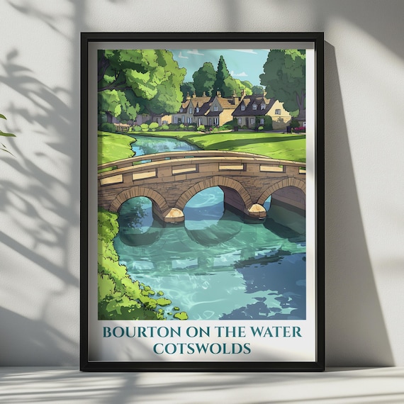 Bourton On The Water Cotswolds Historic Stone Bridge Travel Poster