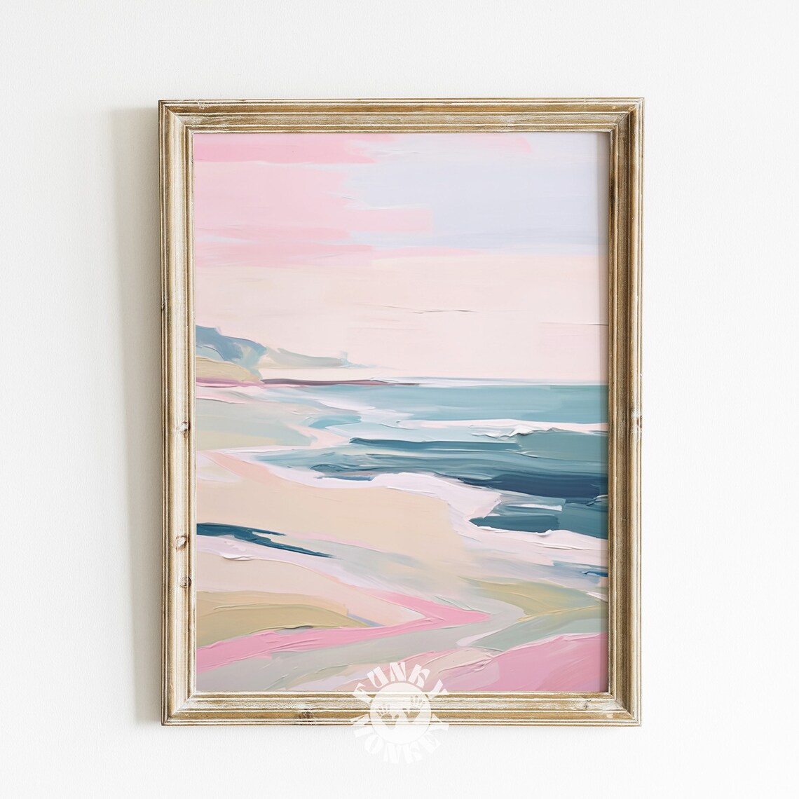 Abstract Beach Print, Pink Coastal Apartment Decor