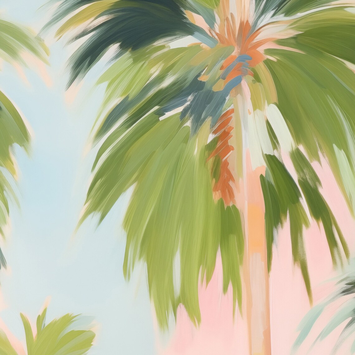 Palm Trees Pastel Pink Summer Coastal Art Print