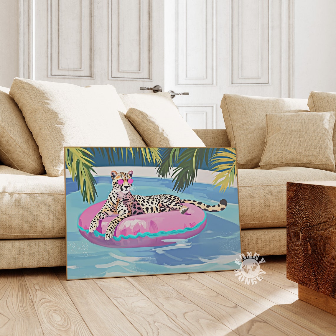 Leopard Sunglasses Pool Float Pink Inflatable Summer Fun Poster - Image 3