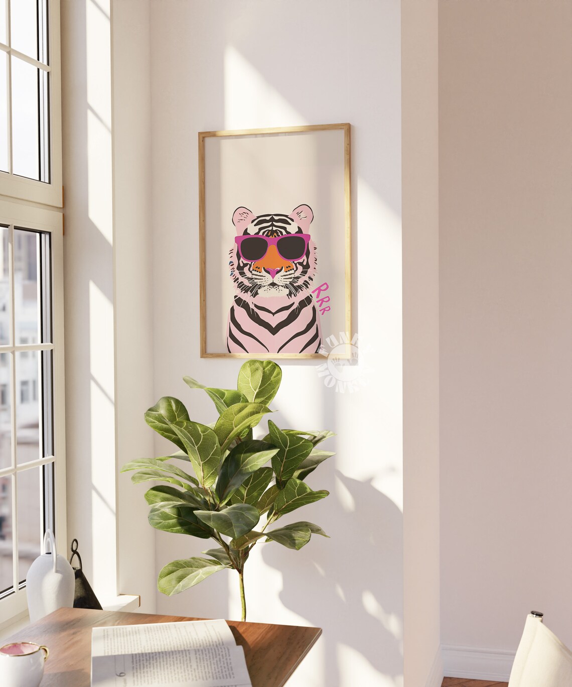 Preppy Tiger Print, Retro Animal Art Poster