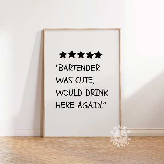 Bar Cart Print Trendy Wall Art Bartender Was Cute Quote Aesthetic Room Decor Kitchen Art Printvdownloadable Bar Decor