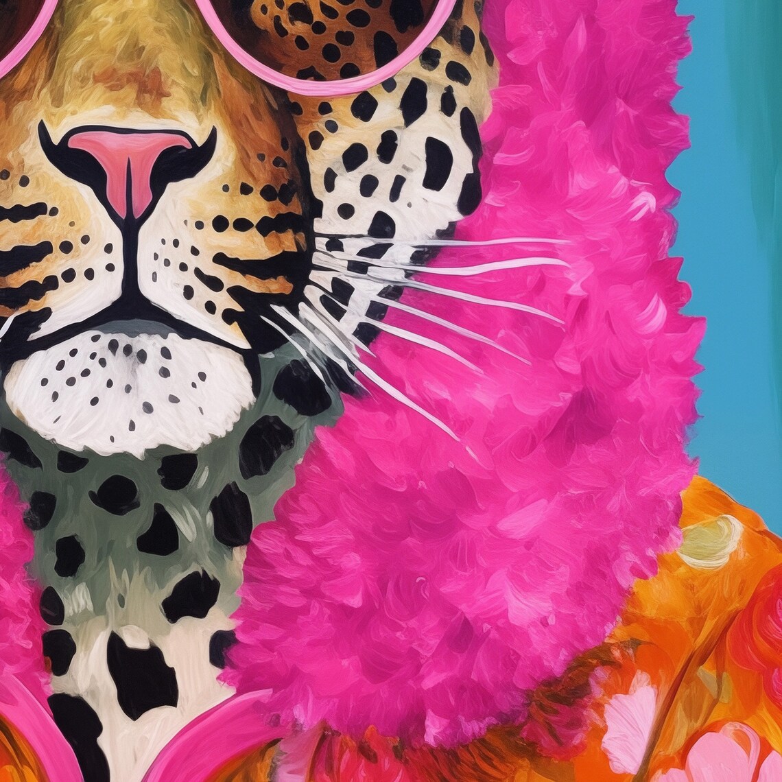 Leopard With Hoodie and Glasses Art Print