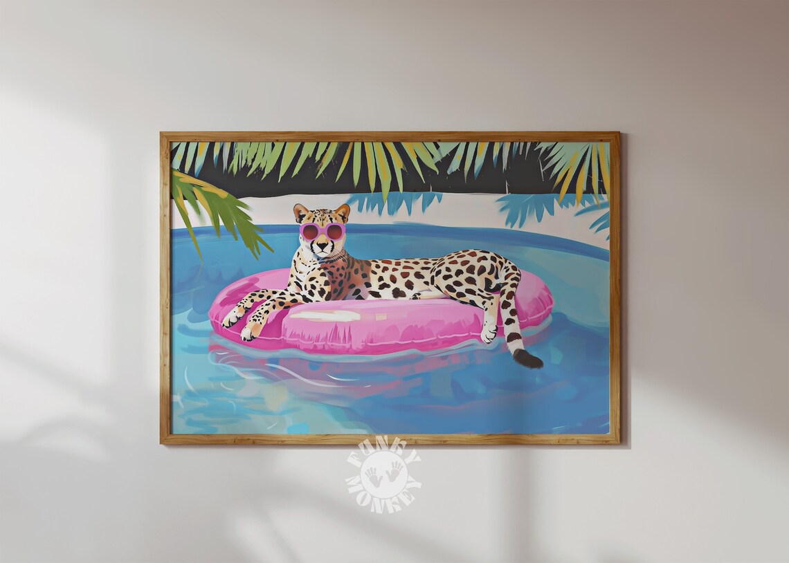Dopamine Cheetah Print Retro Funky Poster