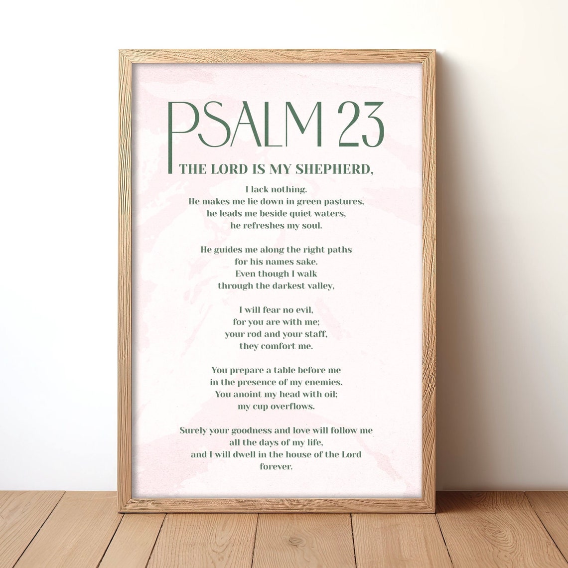 Psalm 23 The Lord is My Shepherd Blush Scripture Faith Art Poster
