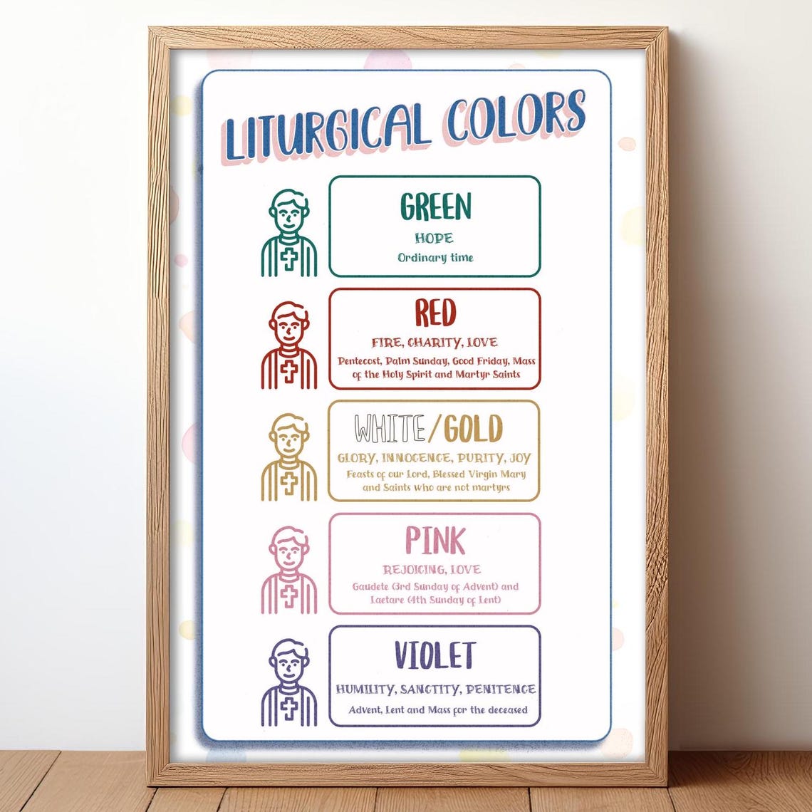 Liturgical Colors Catholic Kids Infographic Chart Educational Poster