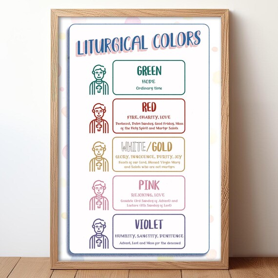 Liturgical Colors Catholic Kids Infographic Chart Educational Poster