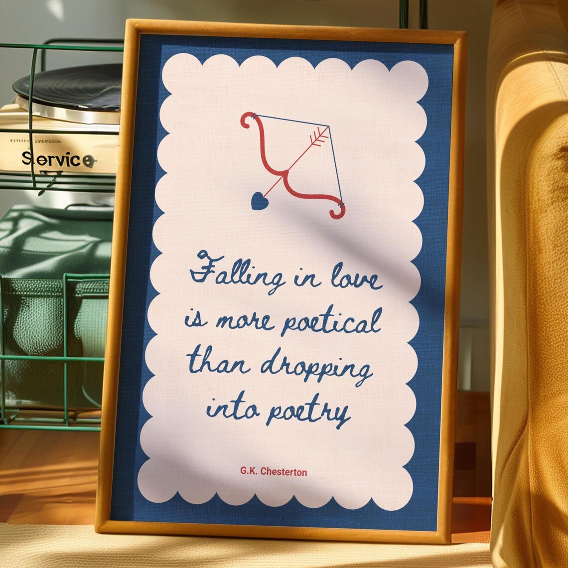 Falling in Love Chesterton Quote Poetry Cupid Bow Romantic Poster