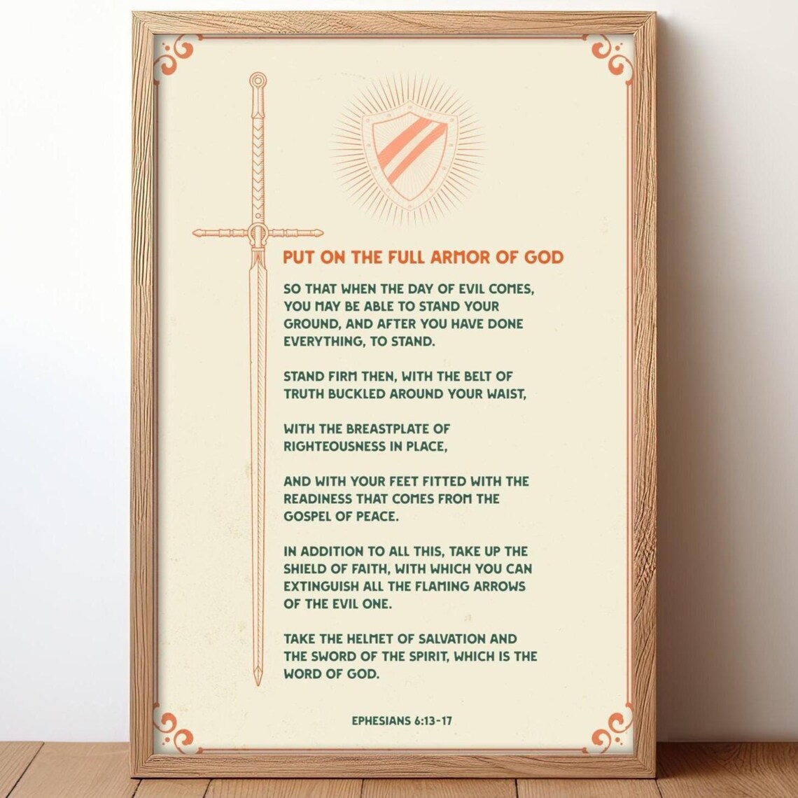 Armor Of God Christian Poster Bible Verse Religious Wall Art Print