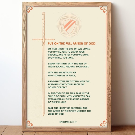 Put on the Full Armor of God Ephesians 6 Scripture Art Poster