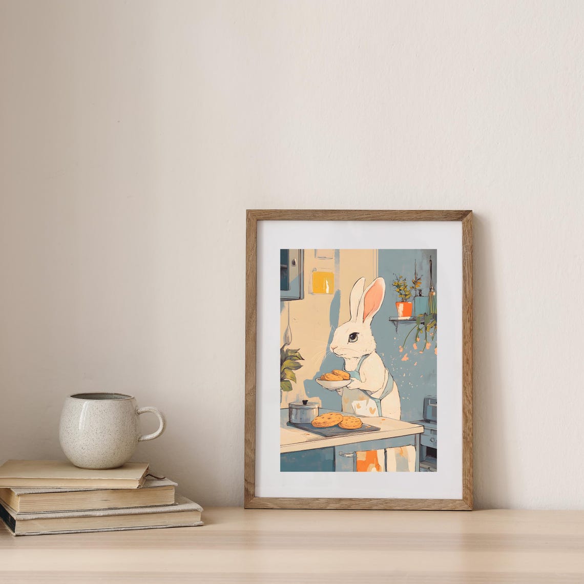 Cute Rabbit Baking Cookies In A Cozy Kitchen Bunny Illustration Poster - Image 7