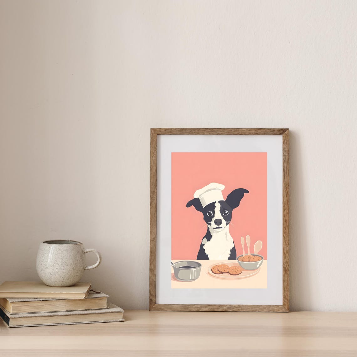Cute Black and White Dog Chef Baking Cookies in the Kitchen Poster - Image 6