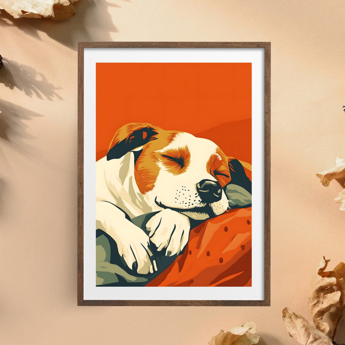 Sleeping Puppy Pop Art Portrait On A Bold Orange Background Print - Image 5