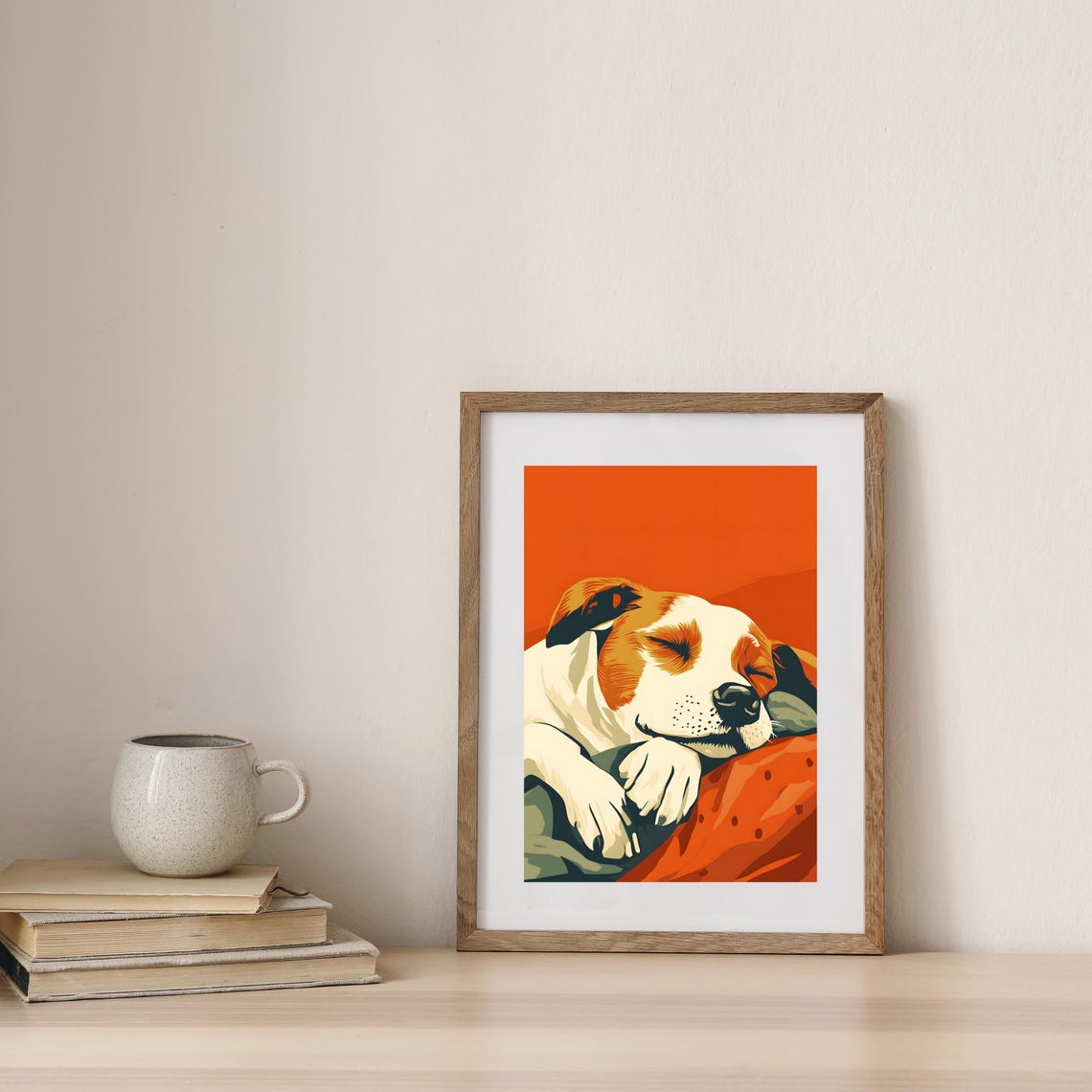 Sleeping Puppy Pop Art Portrait On A Bold Orange Background Print - Image 7