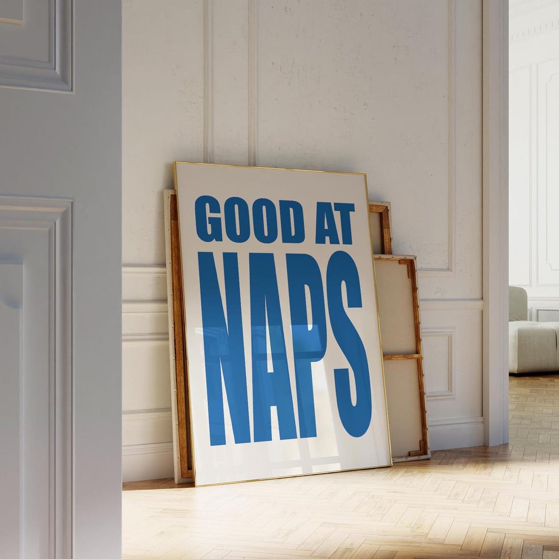 Good At Naps Bold Blue Typography Funny Quote Bedroom Wall Poster - Image 3