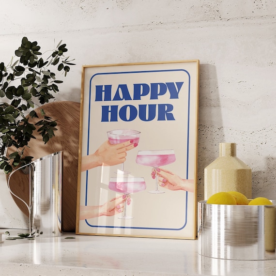 Happy Hour Retro Cocktails Art Print