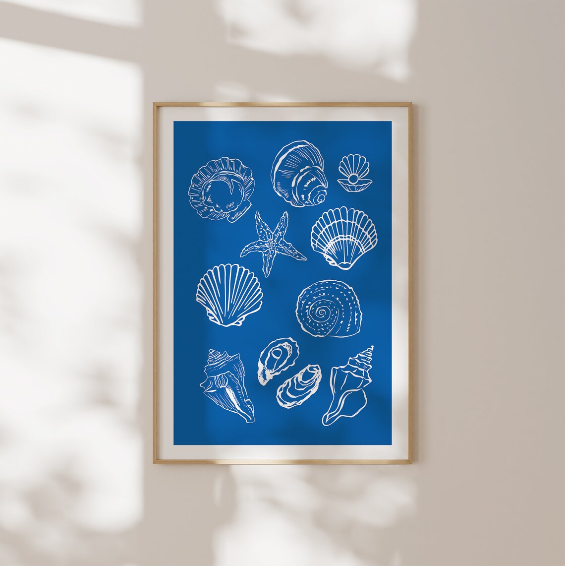 Seashells Blue Coastal Beach House Decor Art Print - Image 2