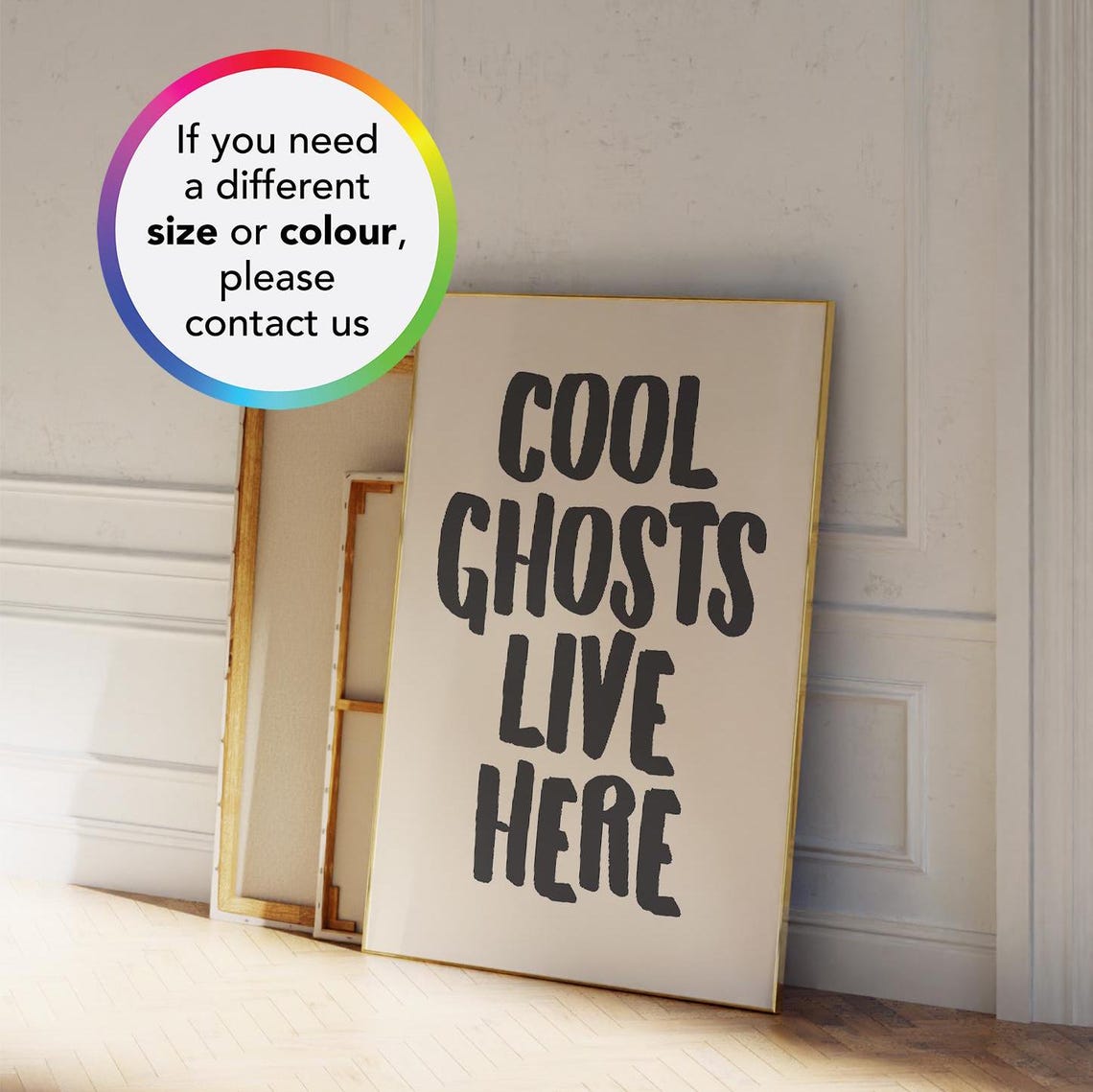 Cool Ghosts Live Here Bold Black Halloween Quote Wall Poster - Image 3