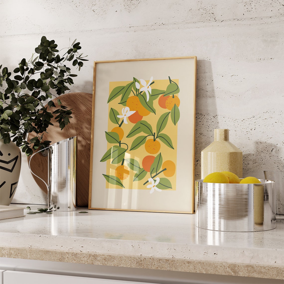 Orange Branch Blossom Citrus Fruit Kitchen Mediterranean Poster - Image 3
