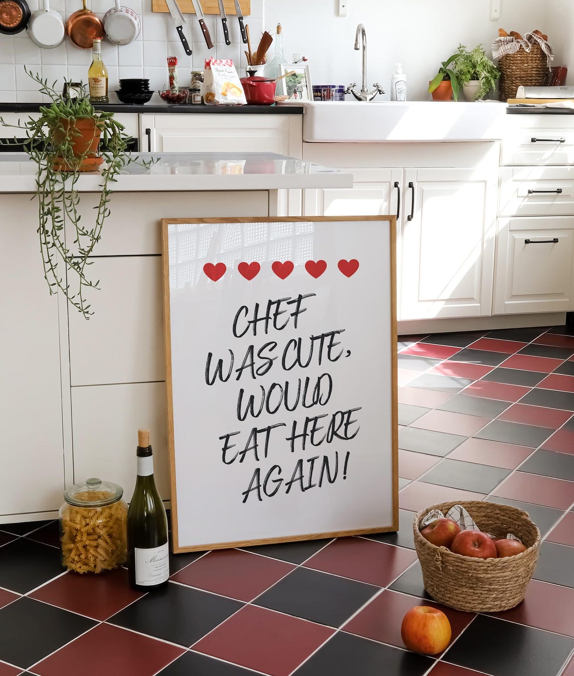 Chef Was Cute Print Aesthetic Kitchen Decor Cute Cooking Art Kitchen Wall Art Dinning Room Wall Art Funny Quote Print - Image 3
