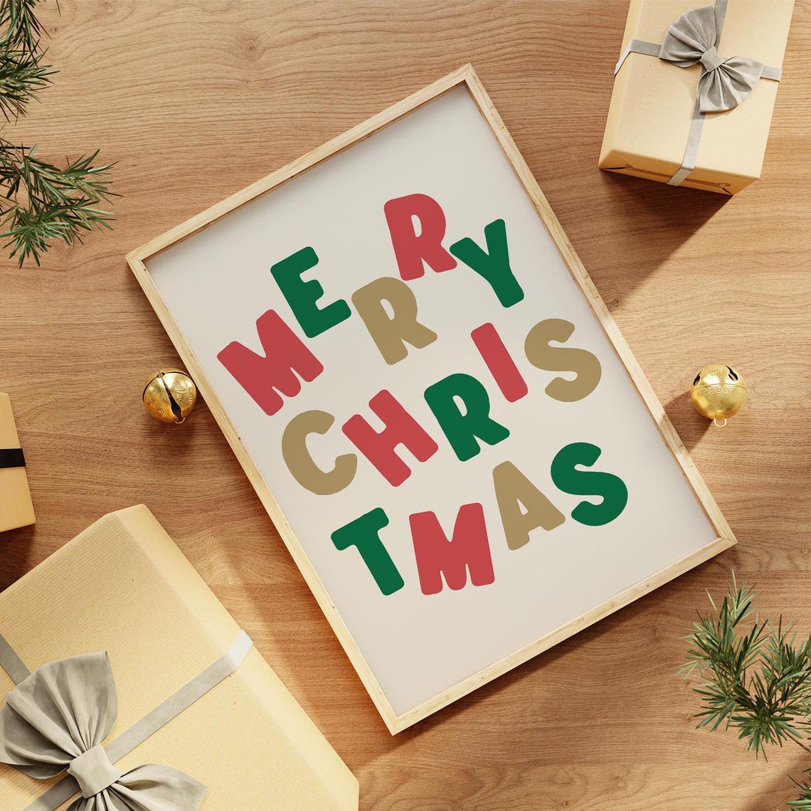 Merry Christmas Colorful Modern Typography Holiday Season Poster - Image 2