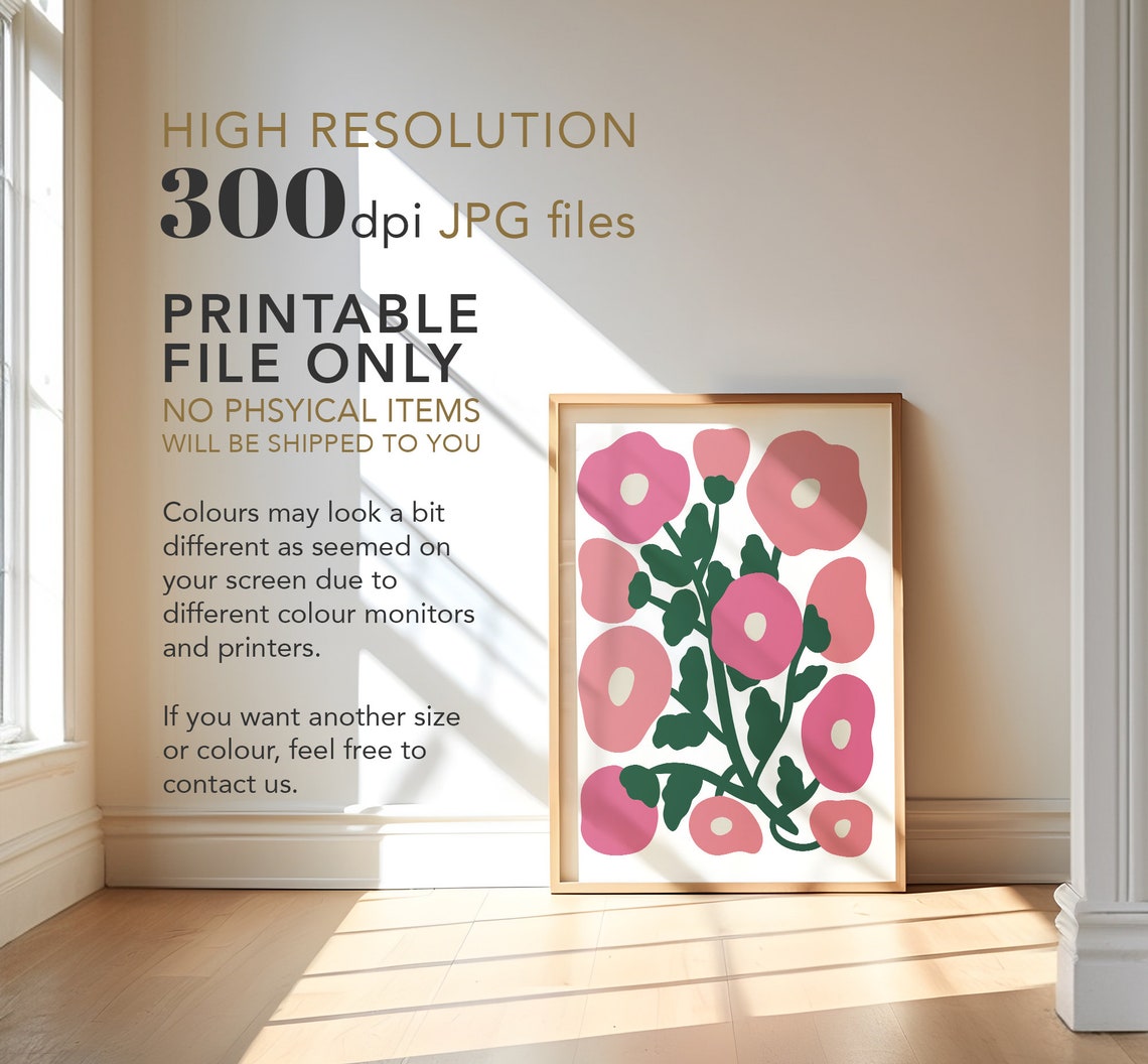 Cheerful Pink Abstract Blooms Modern Floral Bold Wall Poster - Image 3
