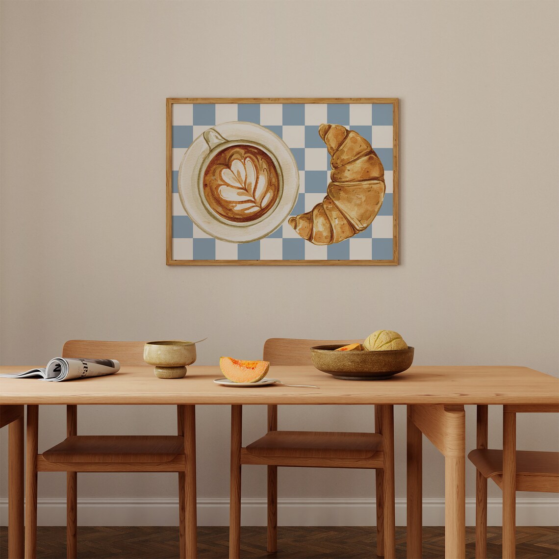 Croissant And Coffee Retro Kitchen Art Print - Image 2