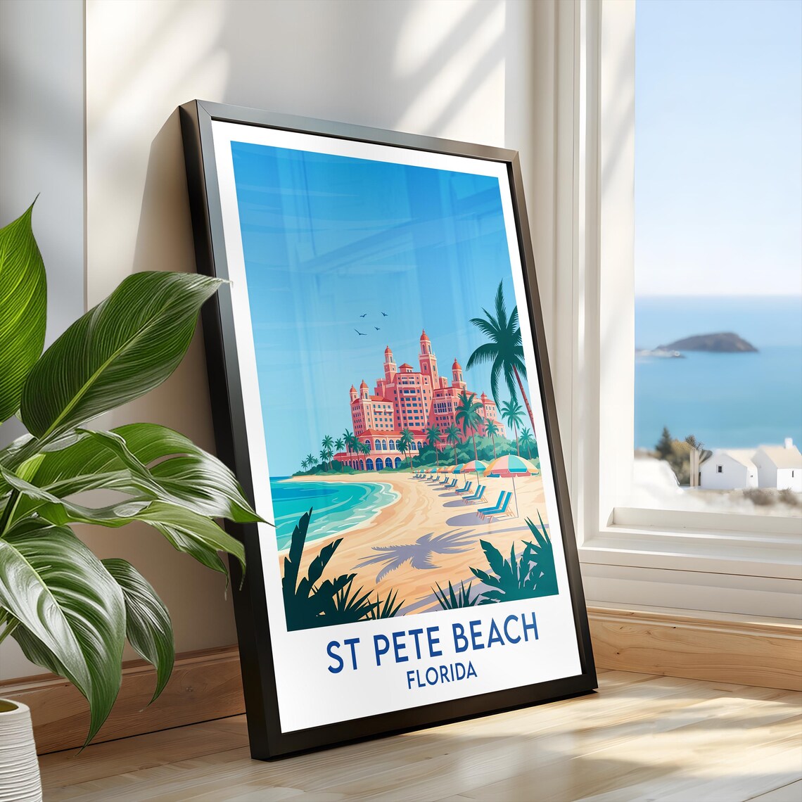 St Pete Beach Florida Pink Resort Hotel Beach Umbrellas Poster - Image 2