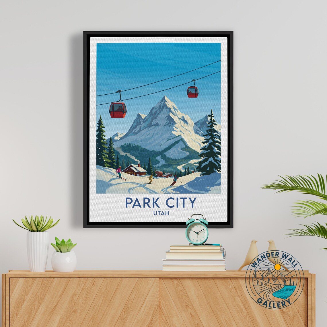 Park City Utah Ski Slopes Gondolas Snowy Peak Lodge Winter Poster - Image 5