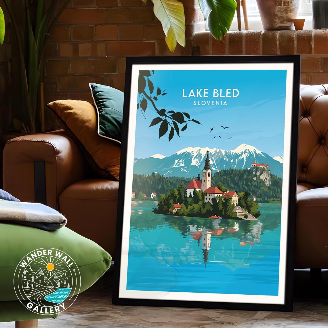 Lake Bled Slovenia Island Church Snowy Peaks Blue Lake Poster - Image 6