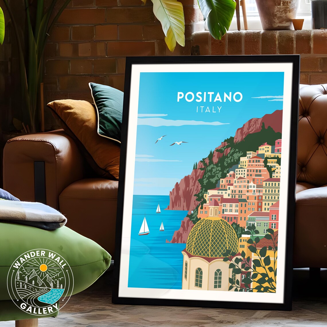 Positano Italy Amalfi Coast Cliffside Village Seascape Poster - Image 6