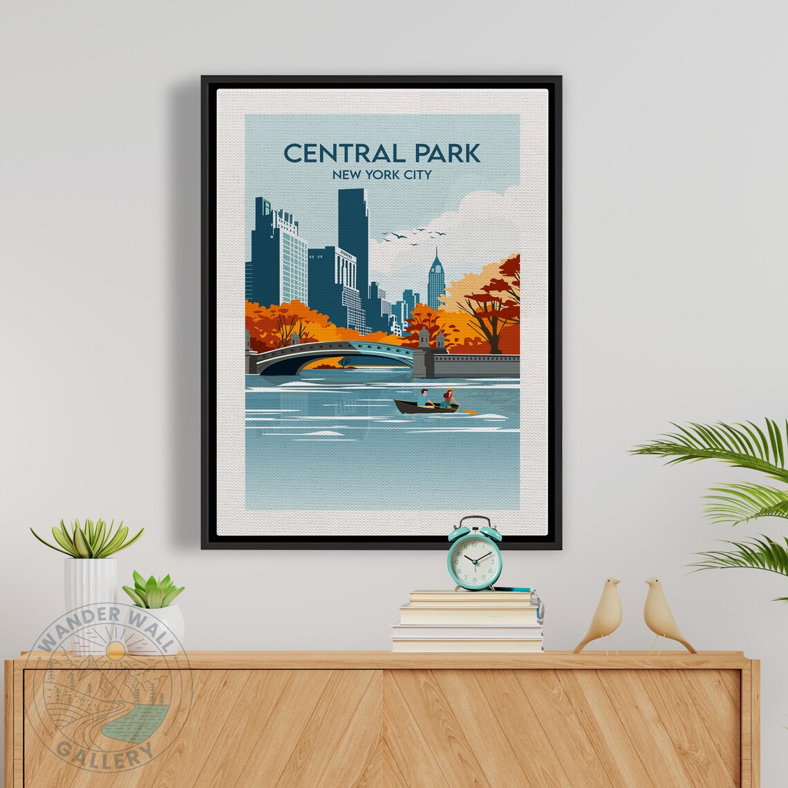 Central Park New York City Autumn Bow Bridge Rowboat Skyline Poster - Image 5