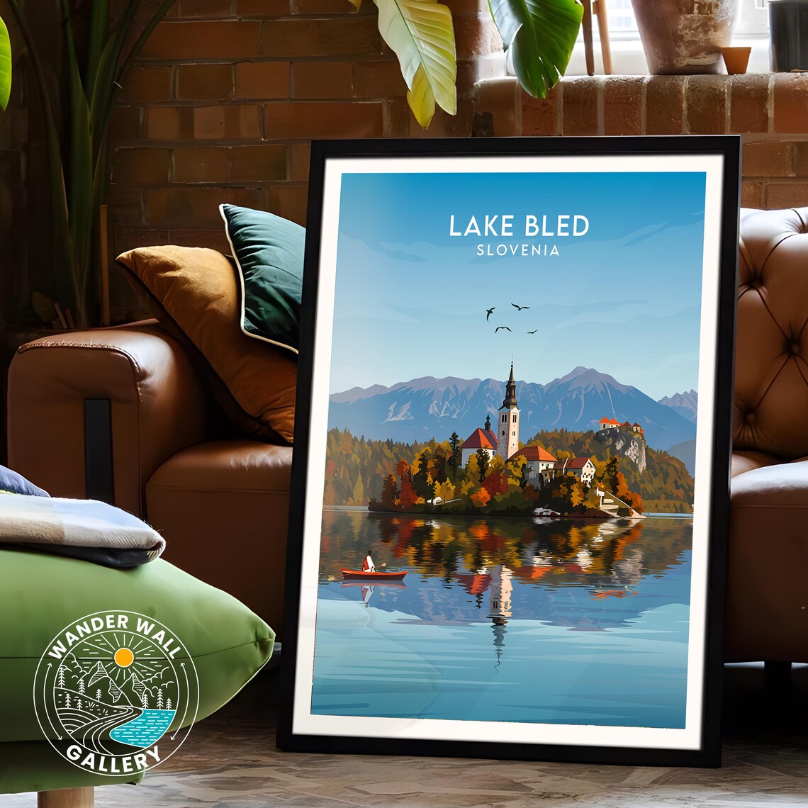Lake Bled Slovenia Island Church Autumn Foliage Reflection Poster - Image 6