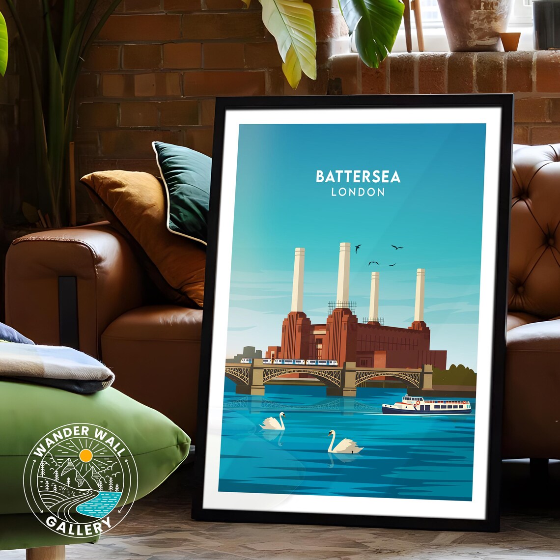 Battersea London Iconic Power Station Chimneys River Thames Poster - Image 6
