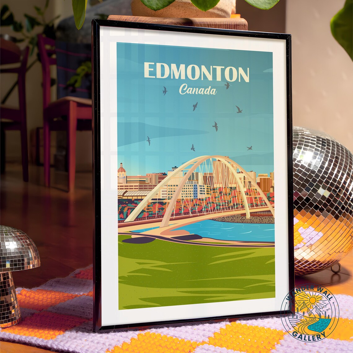 Edmonton Walterdale Bridge River Skyline Canada Retro Travel Poster - Image 4