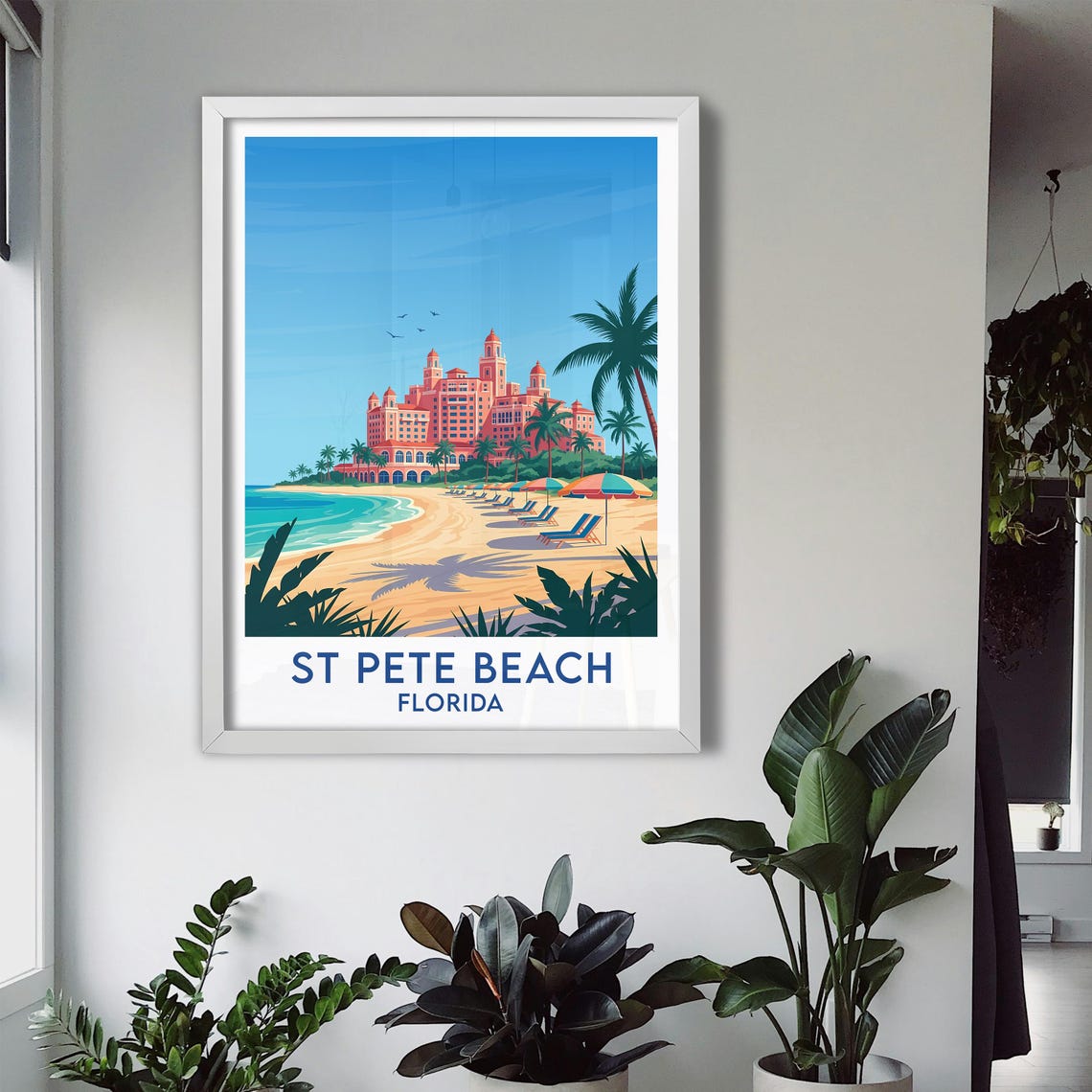St Pete Beach Florida Pink Resort Hotel Beach Umbrellas Poster - Image 3