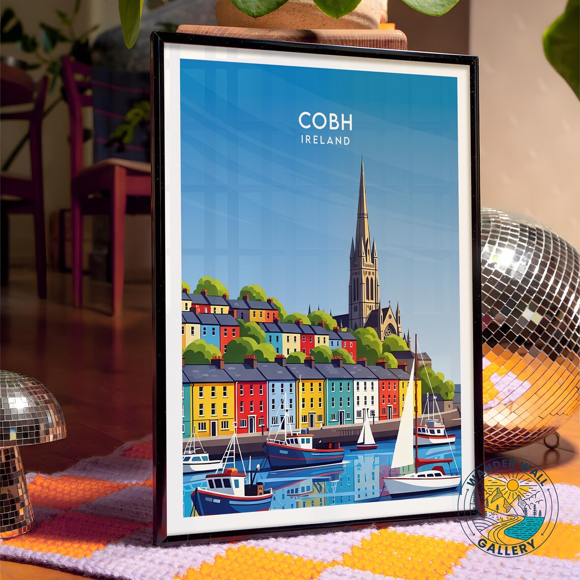 Cobh Ireland Colorful Harbor Houses and Church Travel Poster - Image 4