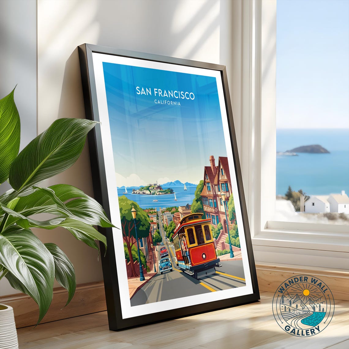 San Francisco Cable Car Downtown Alcatraz View Travel Poster - Image 2