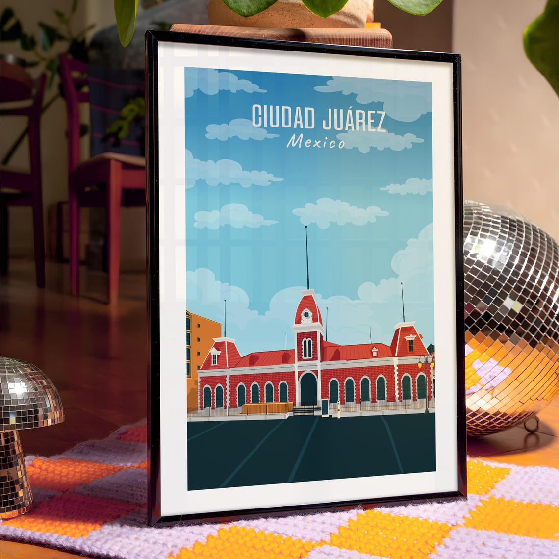 Ciudad Juarez Mexico Travel Poster Architecture Wall Art Mexican Historic Museum Prints Personalized Lover Home Decor Gift - Image 4