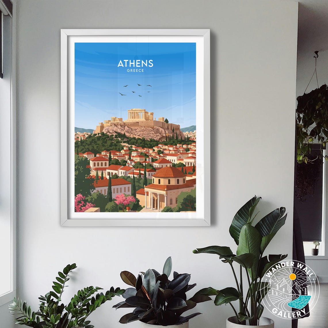 Athens Greece Acropolis Parthenon Rooftops Spring Blooms Poster - Image 3