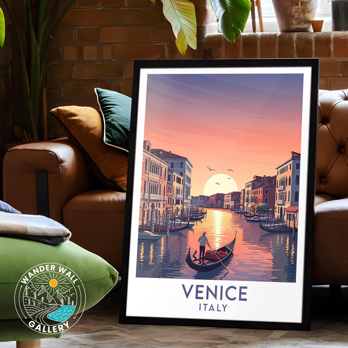 Venice Italy Sunset Canal Gondolier Romantic Vintage Travel Poster - Image 6