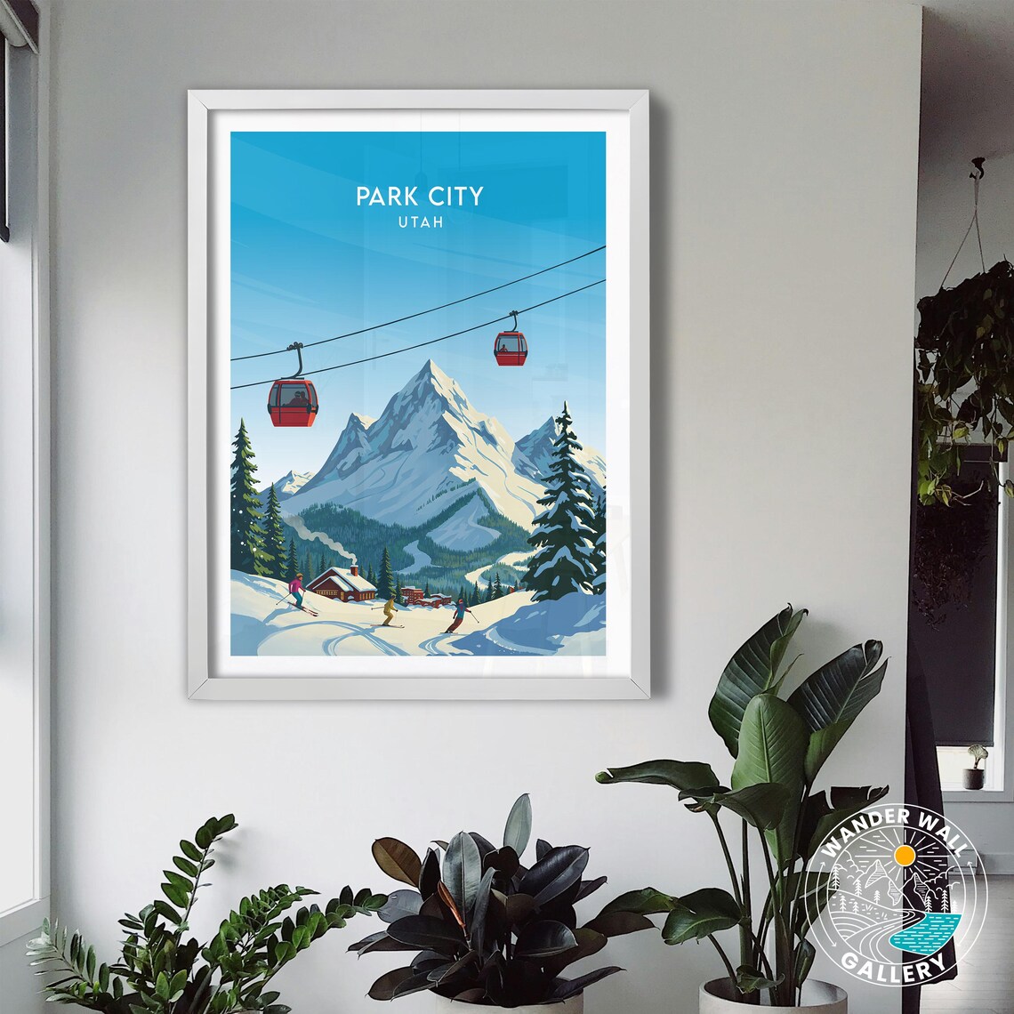 Park City Utah Ski Resort Gondola Mountain Skiers Winter Travel Poster - Image 3