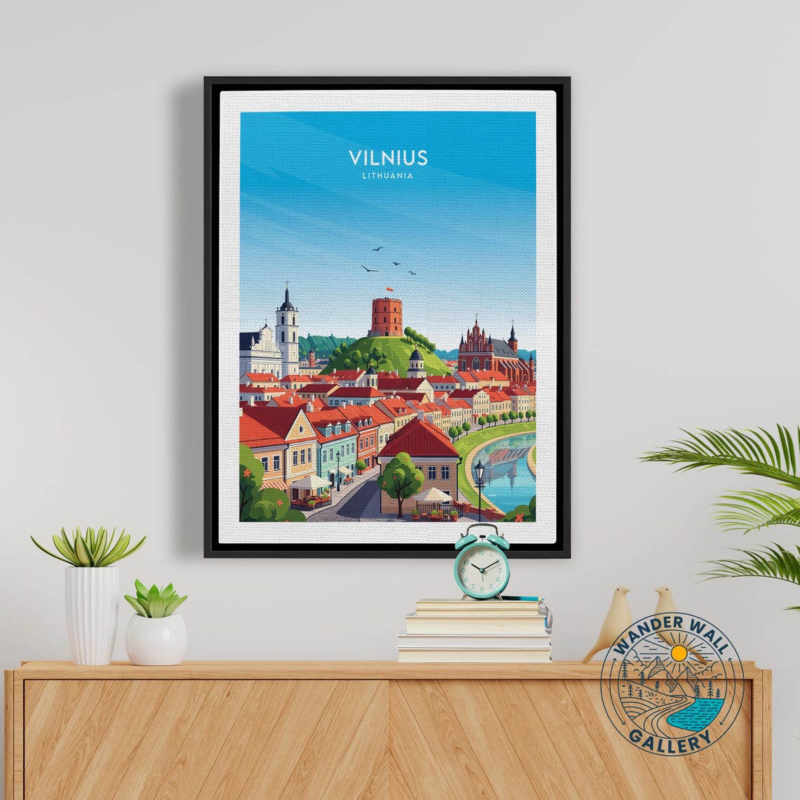 Vilnius Lithuania Old Town Skyline Gediminas Tower River View Poster - Image 5