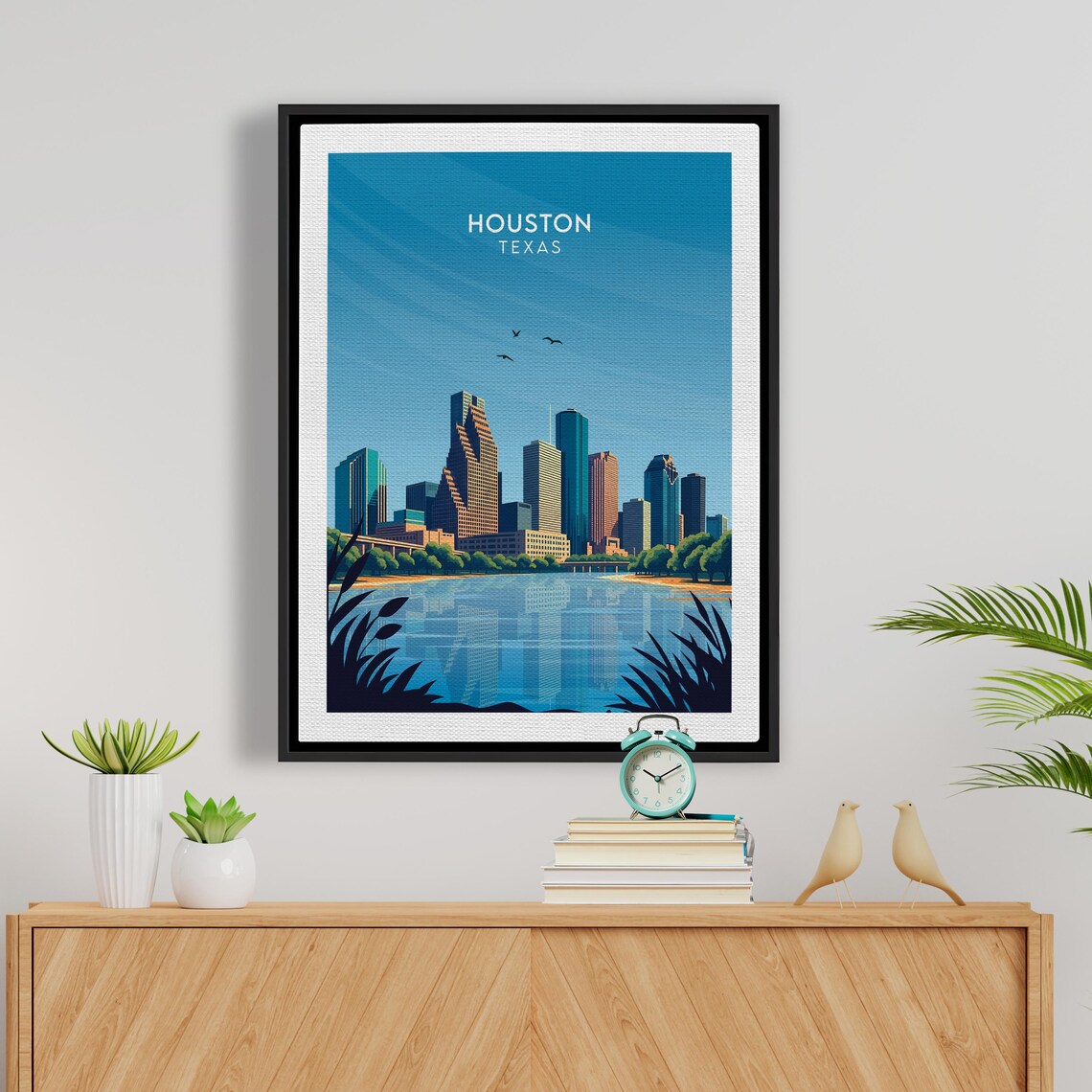 Houston Texas Downtown Towers Mirrored in Still Water Skyline Poster - Image 5