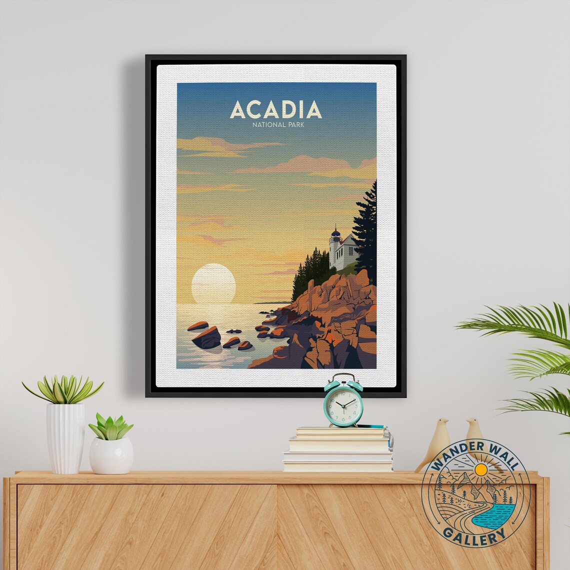 Acadia National Park Lighthouse Sunset Coast Retro Travel Poster - Image 5