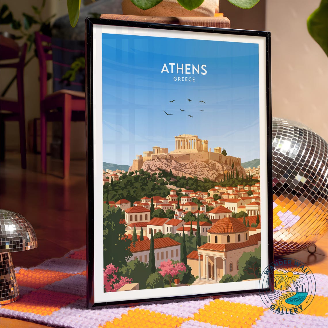 Athens Greece Acropolis Parthenon Rooftops Spring Blooms Poster - Image 4
